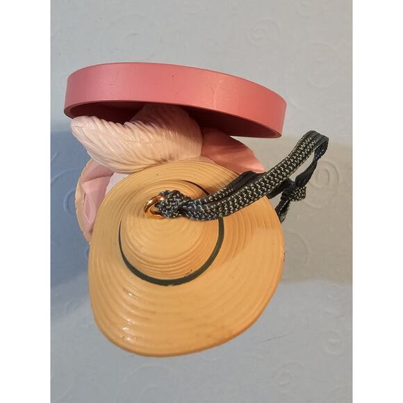 Vintage Avon Kitten Persion Cat In Pink Hat Box Christmas Ornament 1980s - Picture 6 of 8